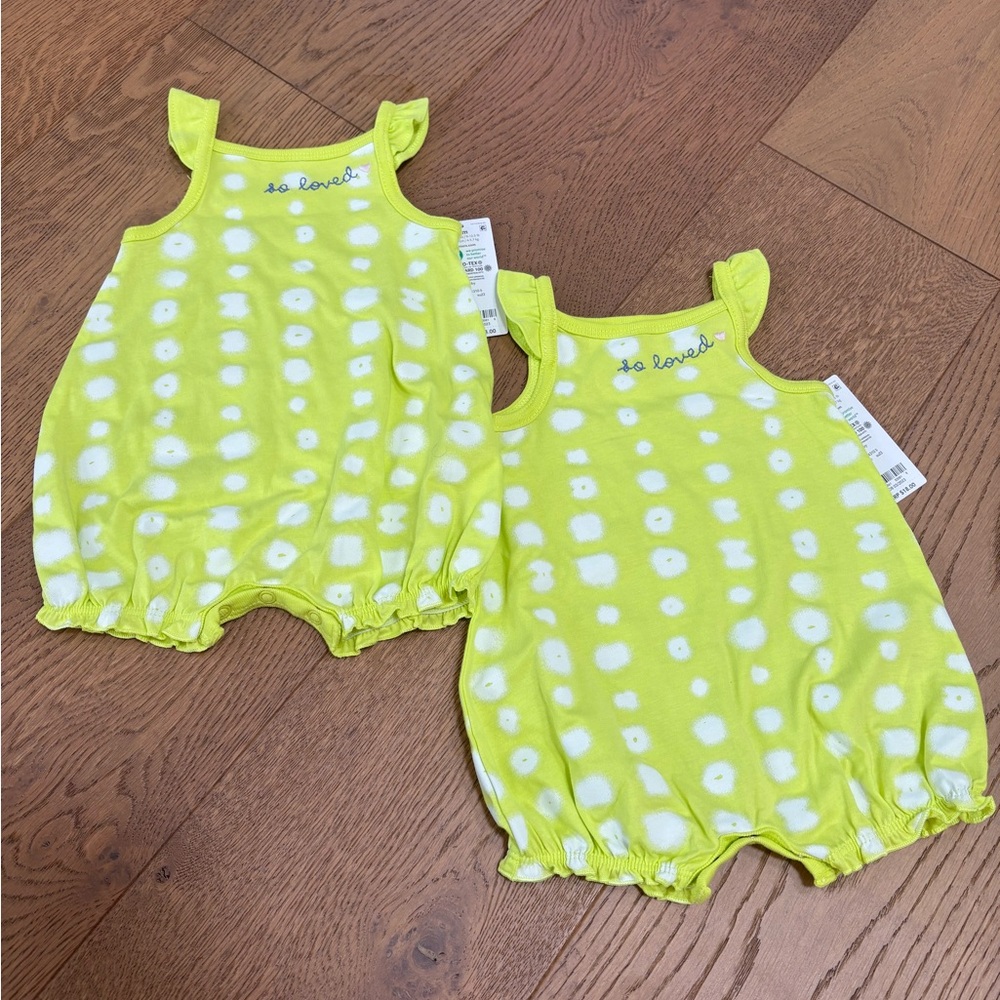 Carters lime twin onesie